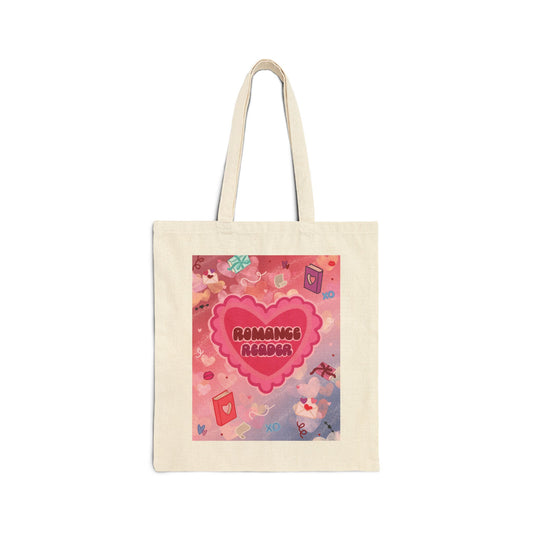 Romance Reader Tote Bag — Cute Heart Booklover Canvas Tote