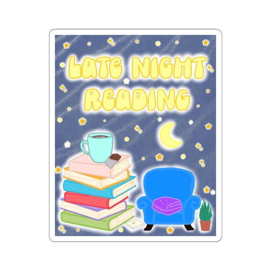 Late Night Reading Sticker — Cozy Book Stack Decal