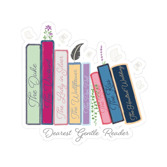 Dearest Gentle Reader Book Stack - Regency Romance Inspired Sticker