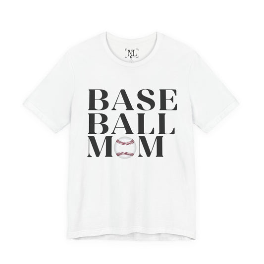 Baseball Mom T-Shirt – Retro Script with Baseball Graphic