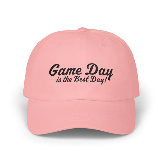 Baseball Hat "Game Day is the Best Day!" Black Text Embroidered