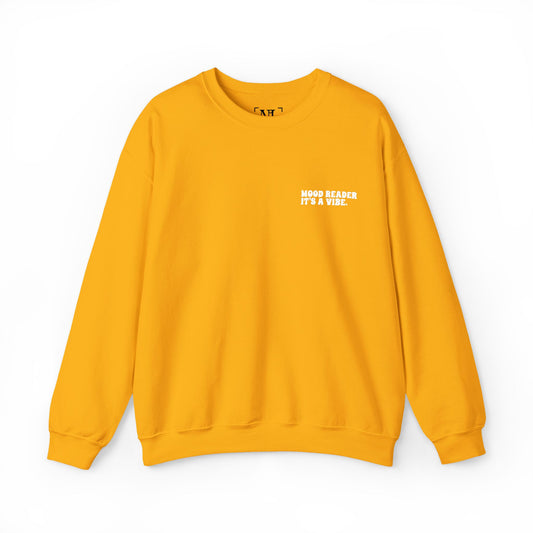 "Mood Reader. It's a Vibe - Embroidered Literary Crewneck Sweatshirt (White Text)