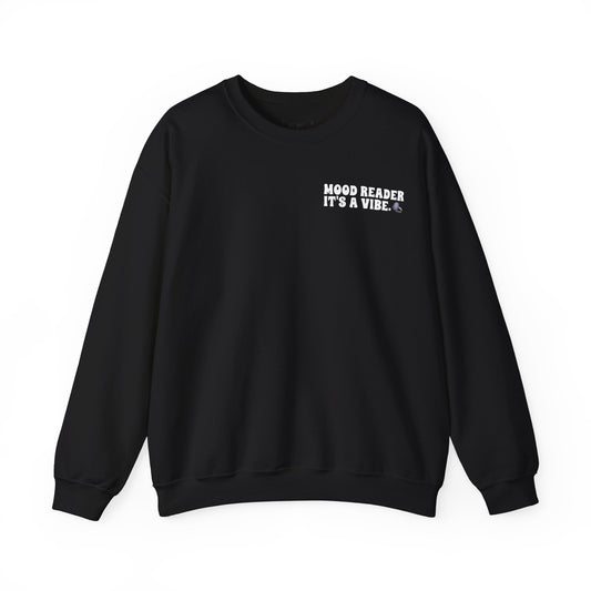 "Mood Reader It's a Vibe" - Cozy Bookish Graphic Sweatshirt (White Text)