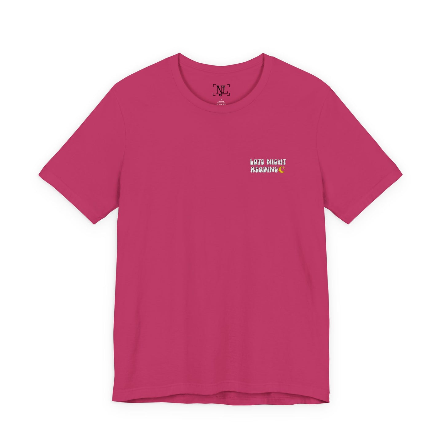 Late Night Reading - Embroidered Literary Tee (White Text)