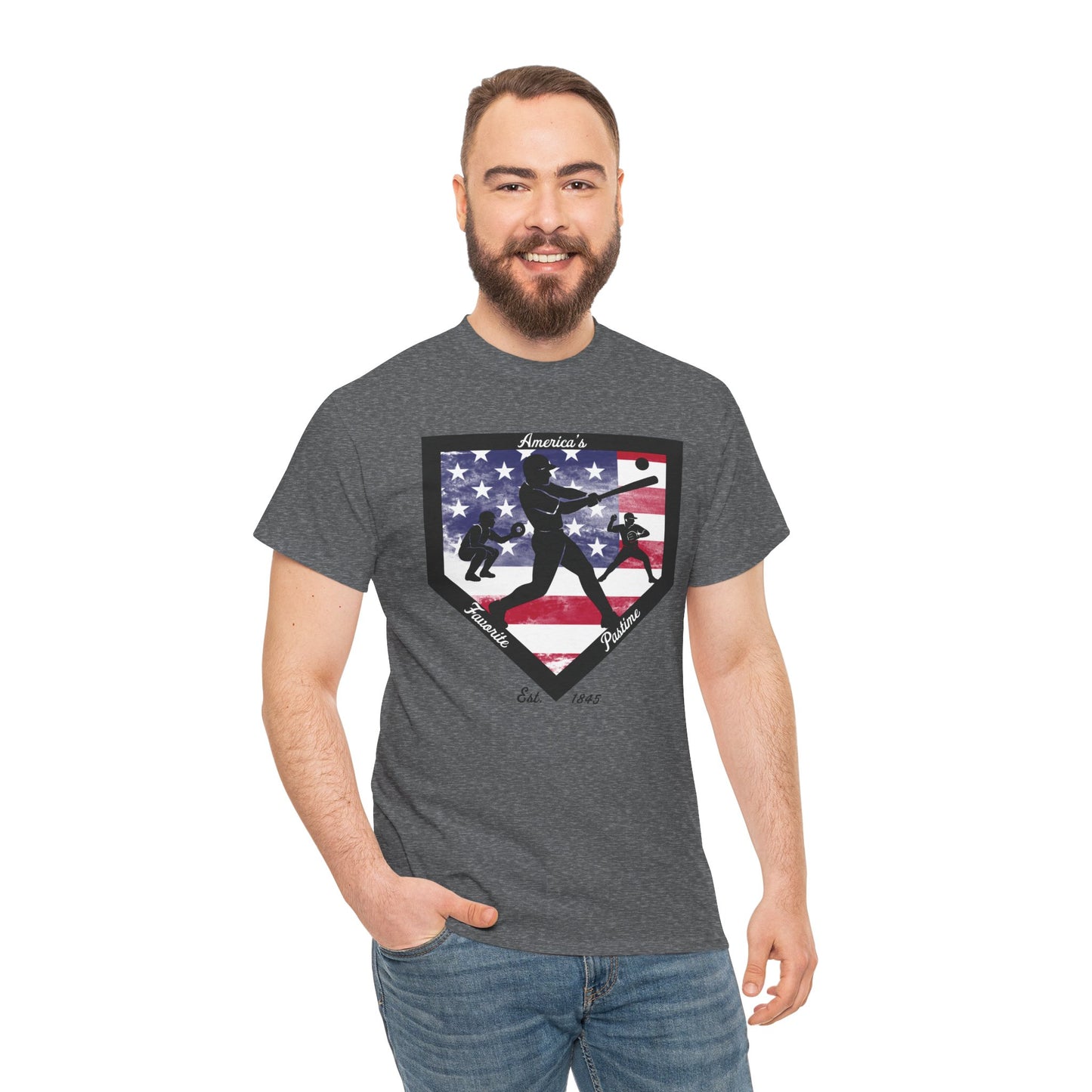 Baseball Home Plate American Flag T‑Shirt – America's Favorite Pastime Design