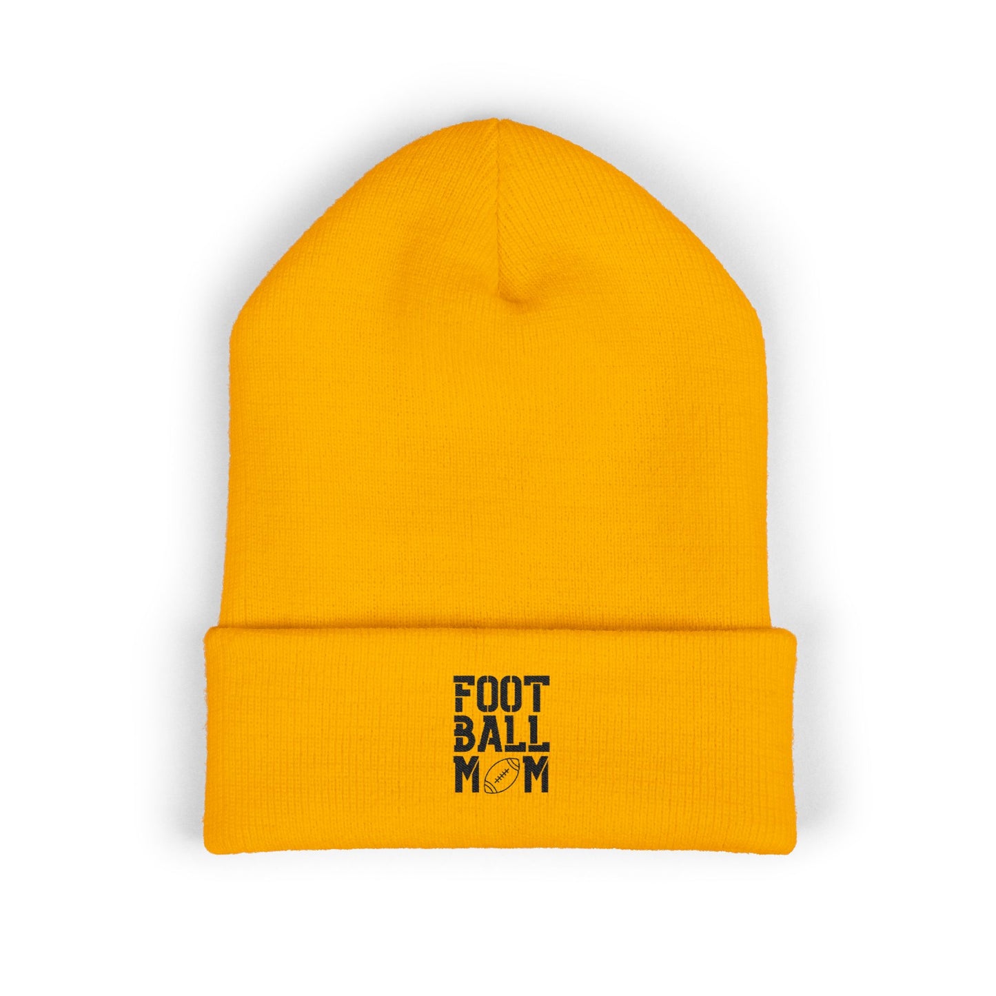 Football Mom Embroidered Cuffed Beanie – Cozy Sideline Knit Hat