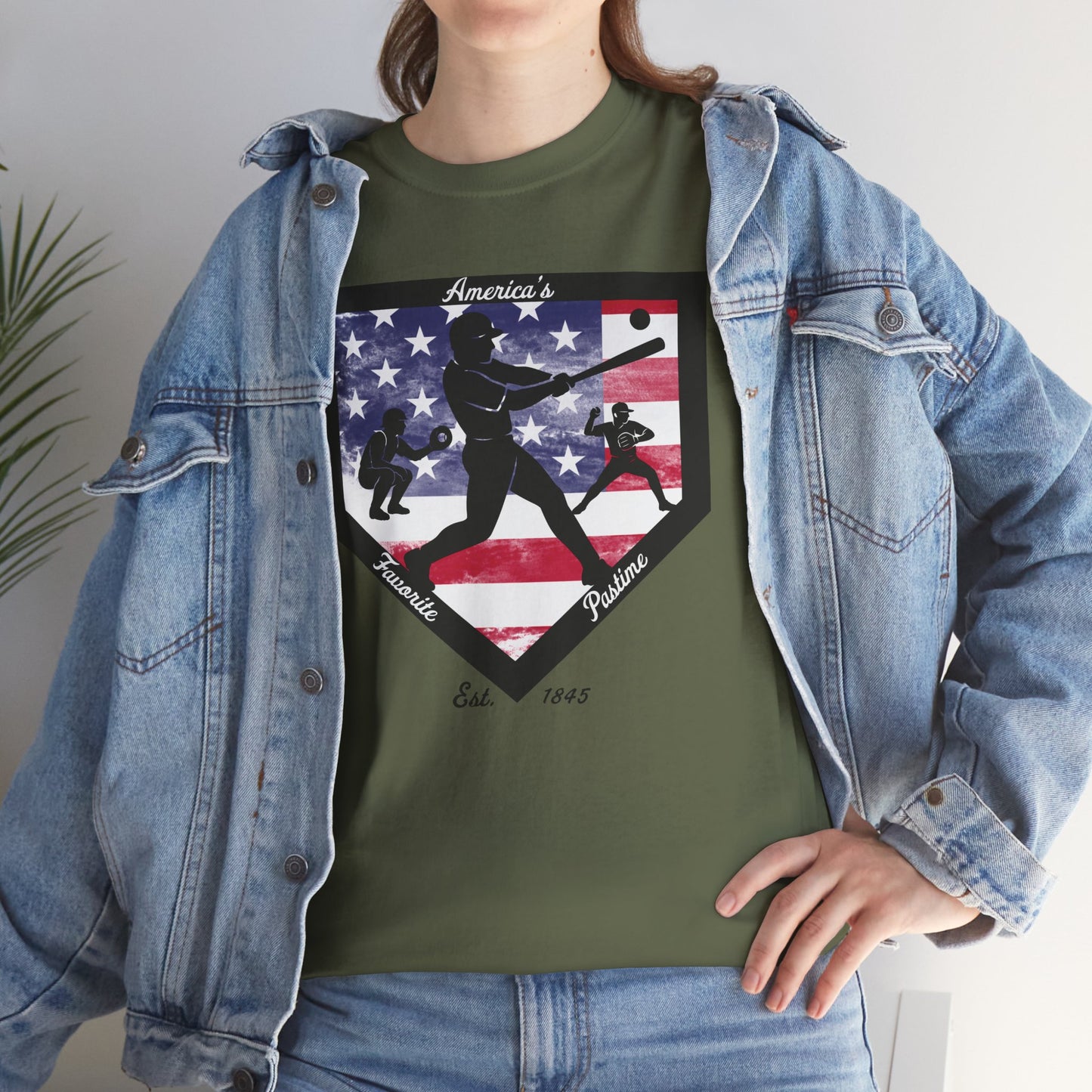 Baseball Home Plate American Flag T‑Shirt – America's Favorite Pastime Design
