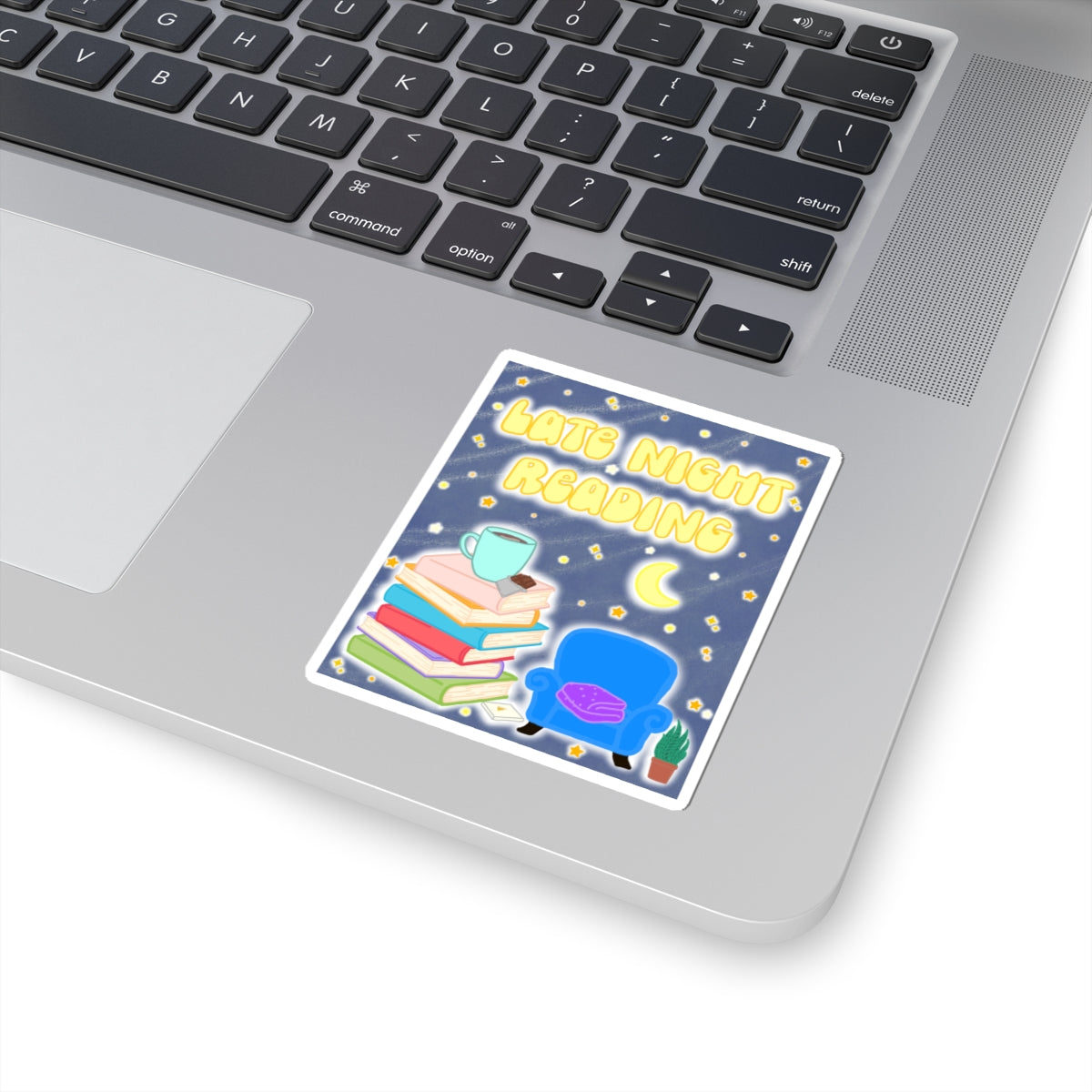 Late Night Reading Sticker — Cozy Book Stack Decal