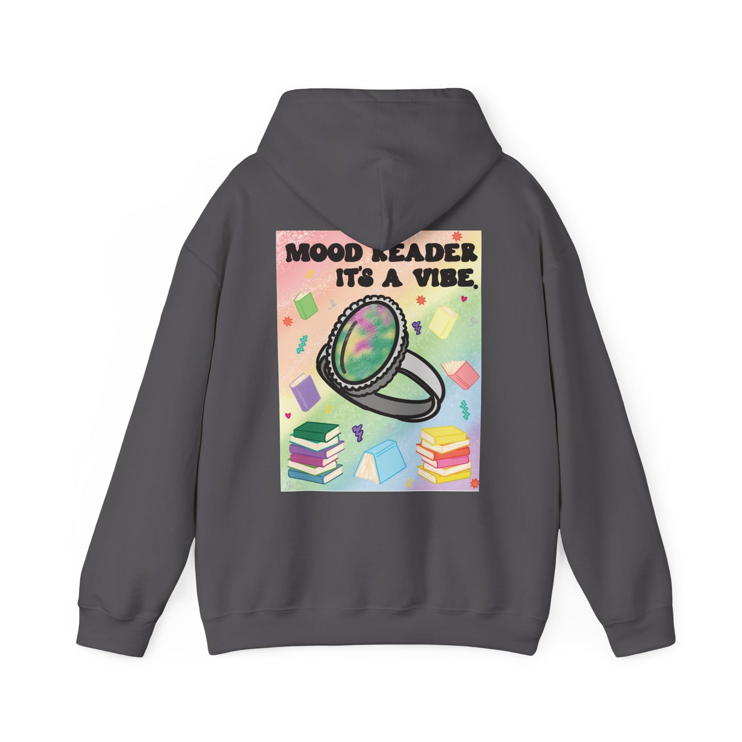 Mood Reader It's a Vibe Book Lover Pullover Graphic Hoodie (White Text)