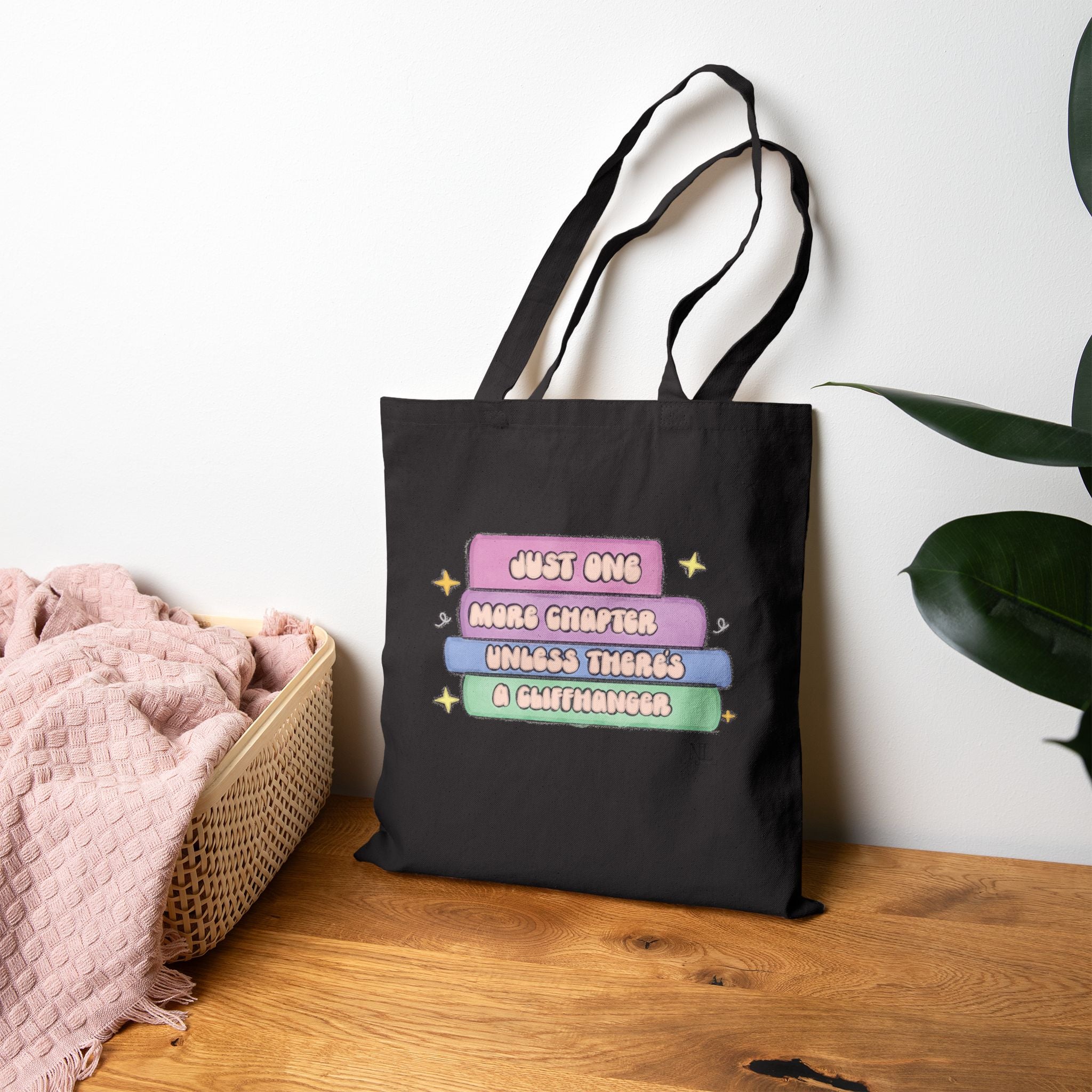 Book Lover Canvas Tote - "Just One More Chapter"