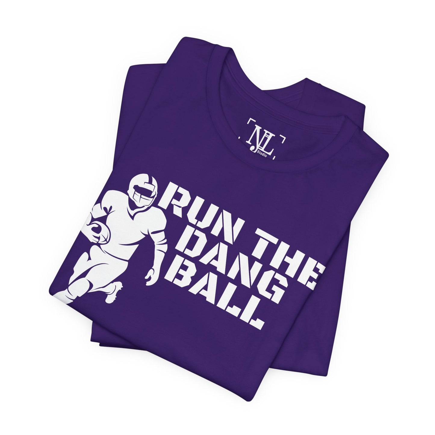 Run the Dang Ball T-Shirt — Football Player Graphic Tee (White Text)