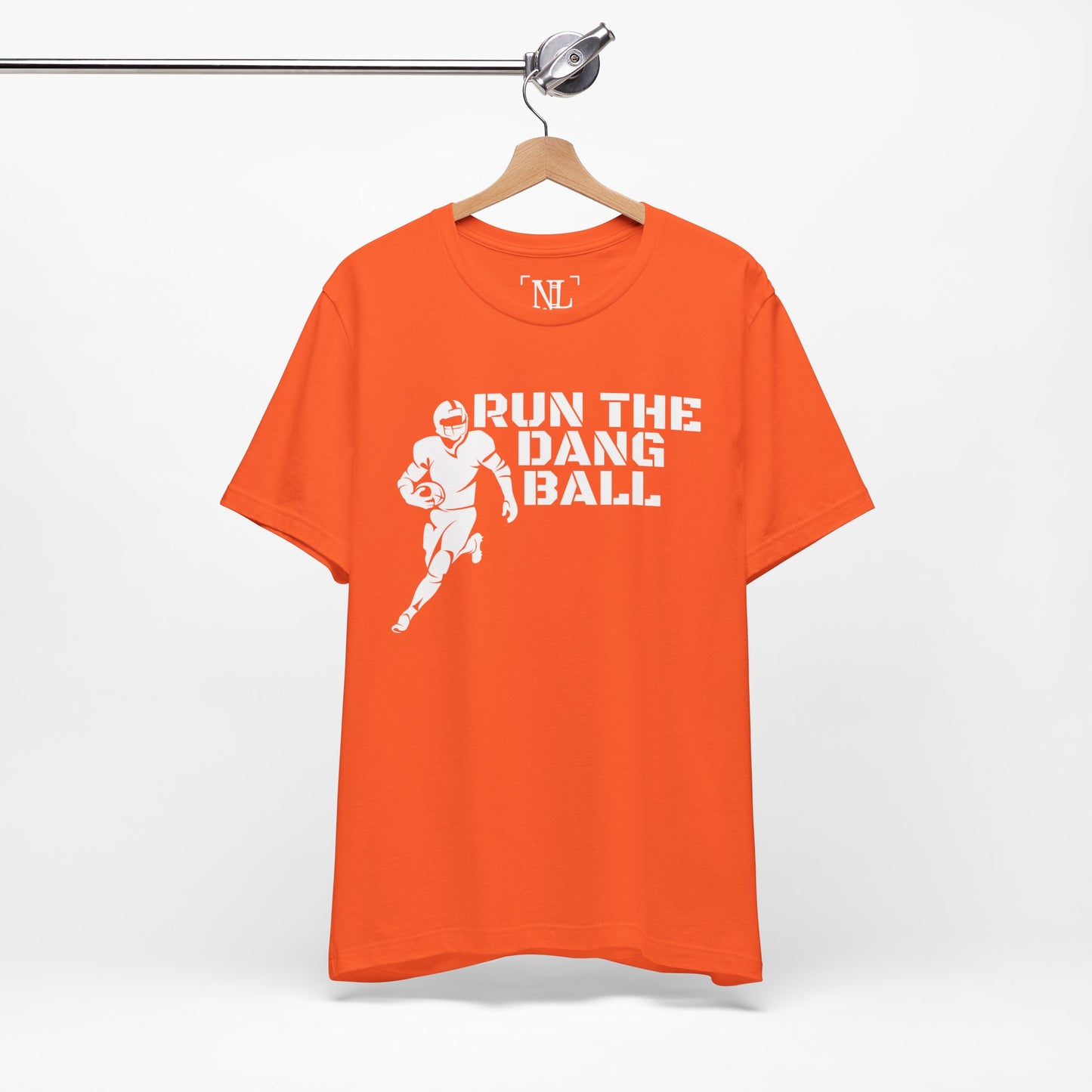 Run the Dang Ball T-Shirt — Football Player Graphic Tee (White Text)