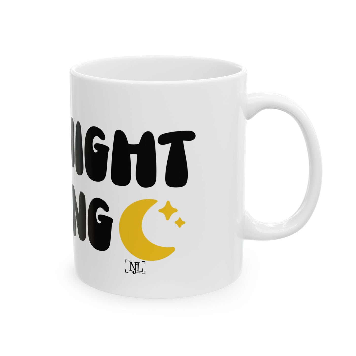 Late Night Reading Ceramic Mug — Cute Book Lover Coffee Cup (11oz & 15oz)