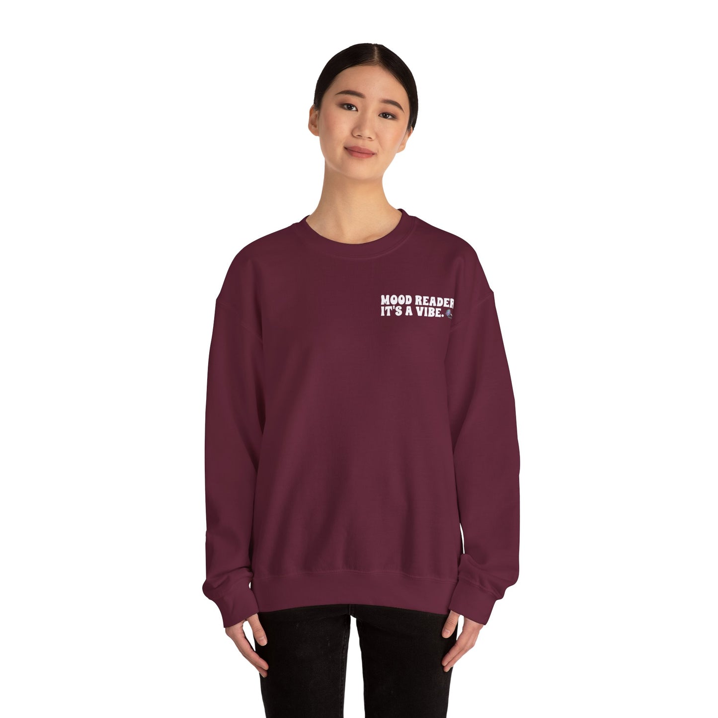 "Mood Reader It's a Vibe" - Cozy Bookish Graphic Sweatshirt (White Text)