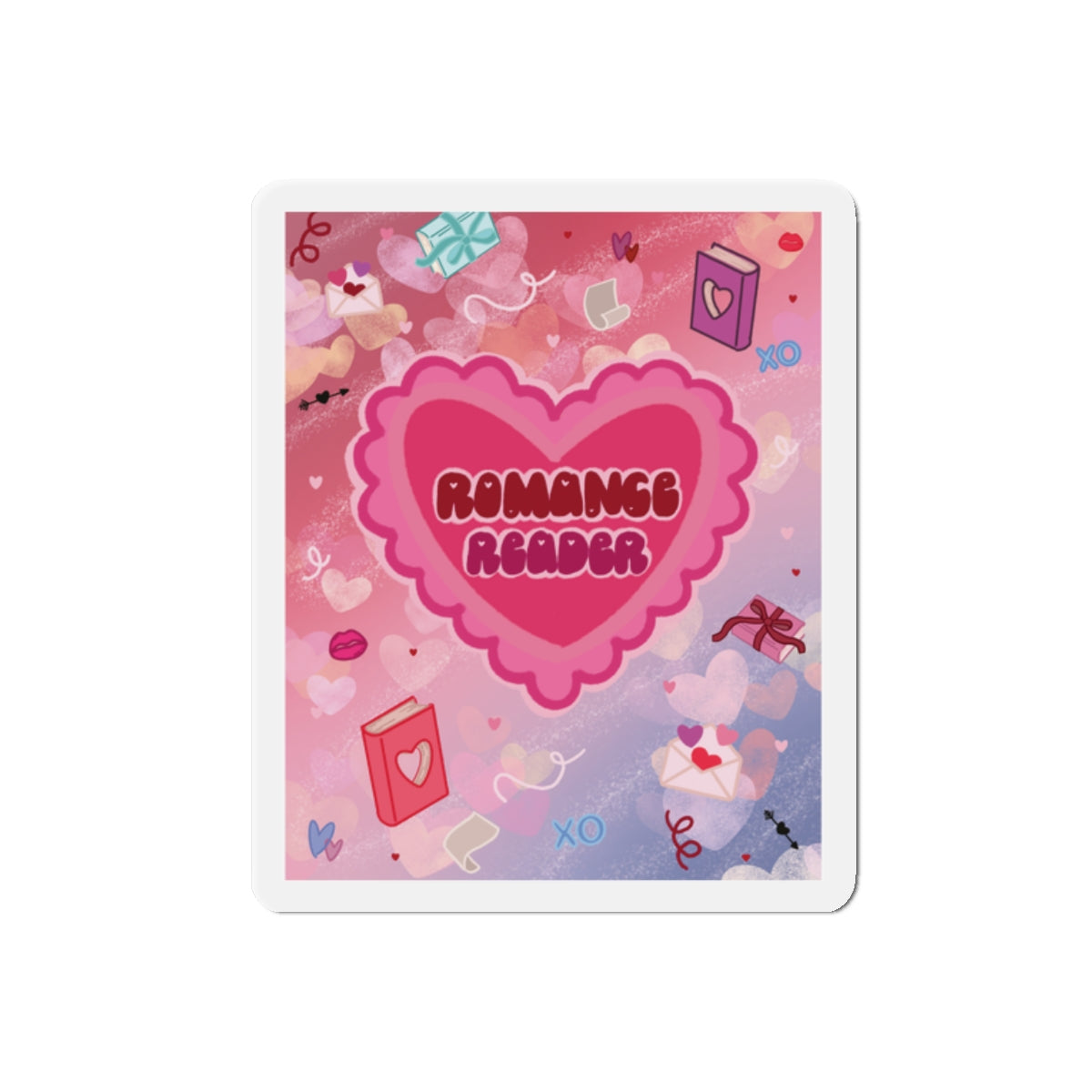 Romance Reader Heart Die-Cut Magnet — Cute Valentine’s Book Lover Gift