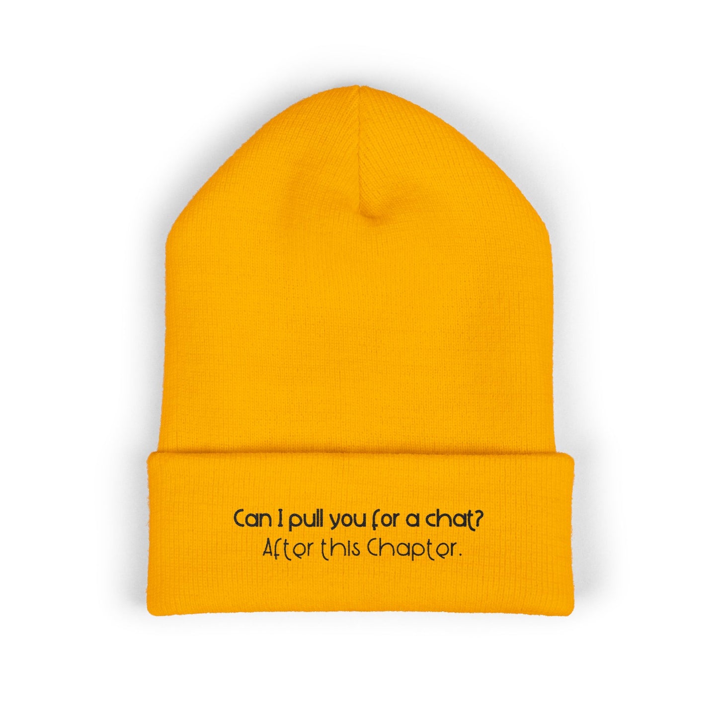 Can I Pull You For a Chat? - Bookish Villa Inspired Embroidered Cuffed Beanie (Black Text)