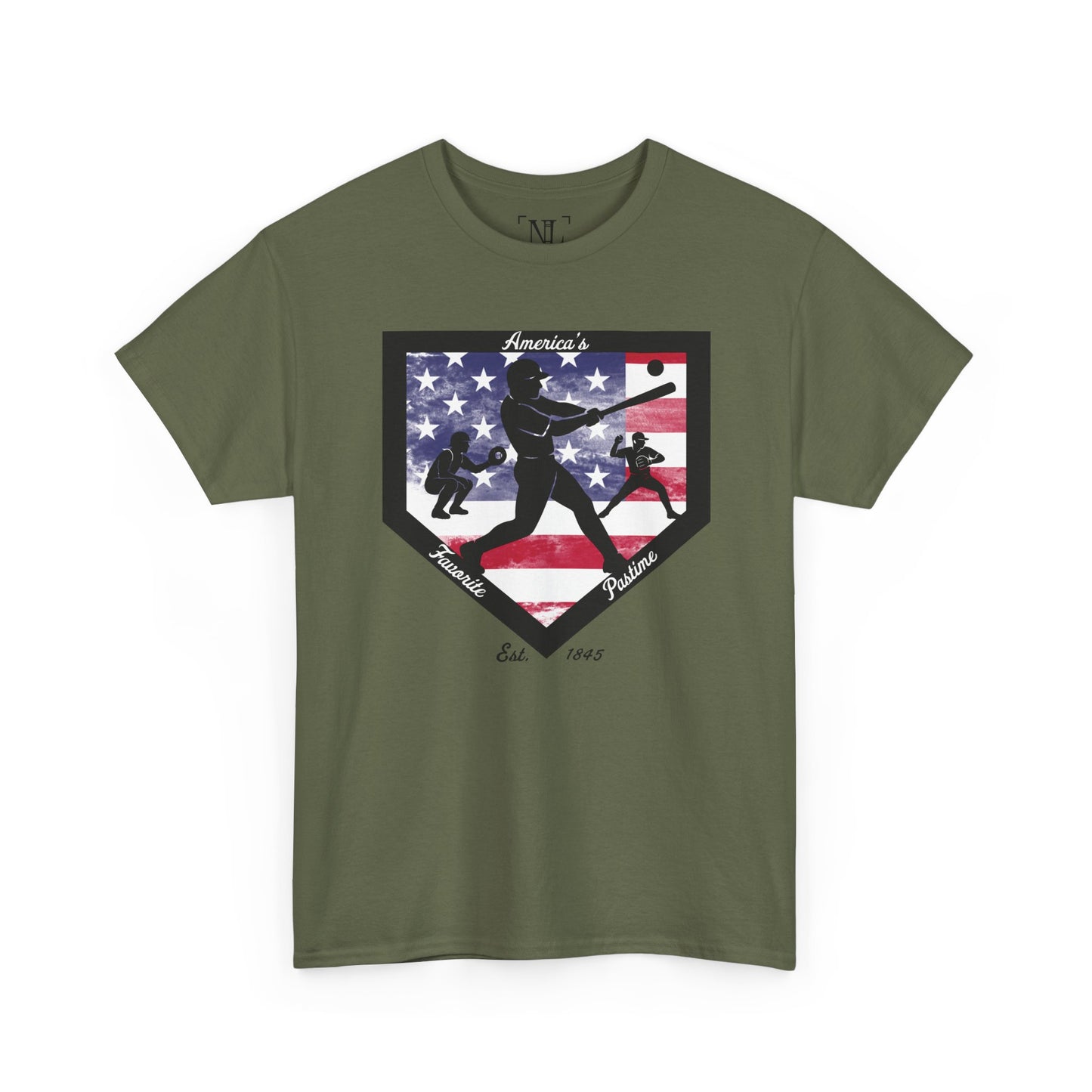 Baseball Home Plate American Flag T‑Shirt – America's Favorite Pastime Design