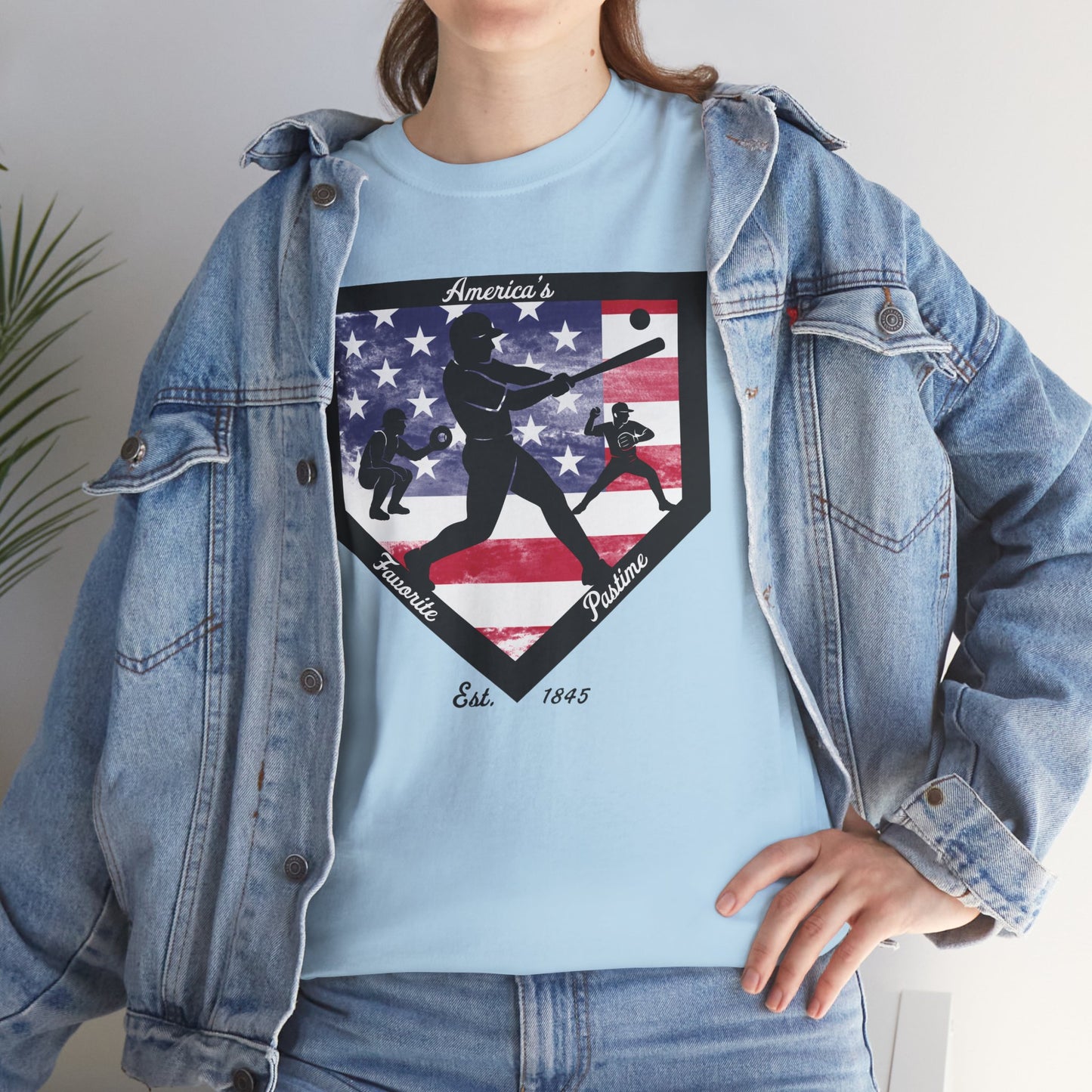 Baseball Home Plate American Flag T‑Shirt – America's Favorite Pastime Design