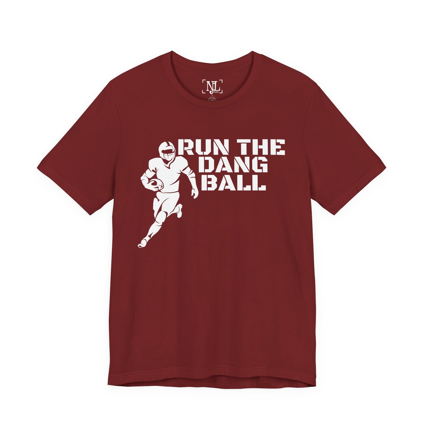 Run the Dang Ball T-Shirt — Football Player Graphic Tee (White Text)