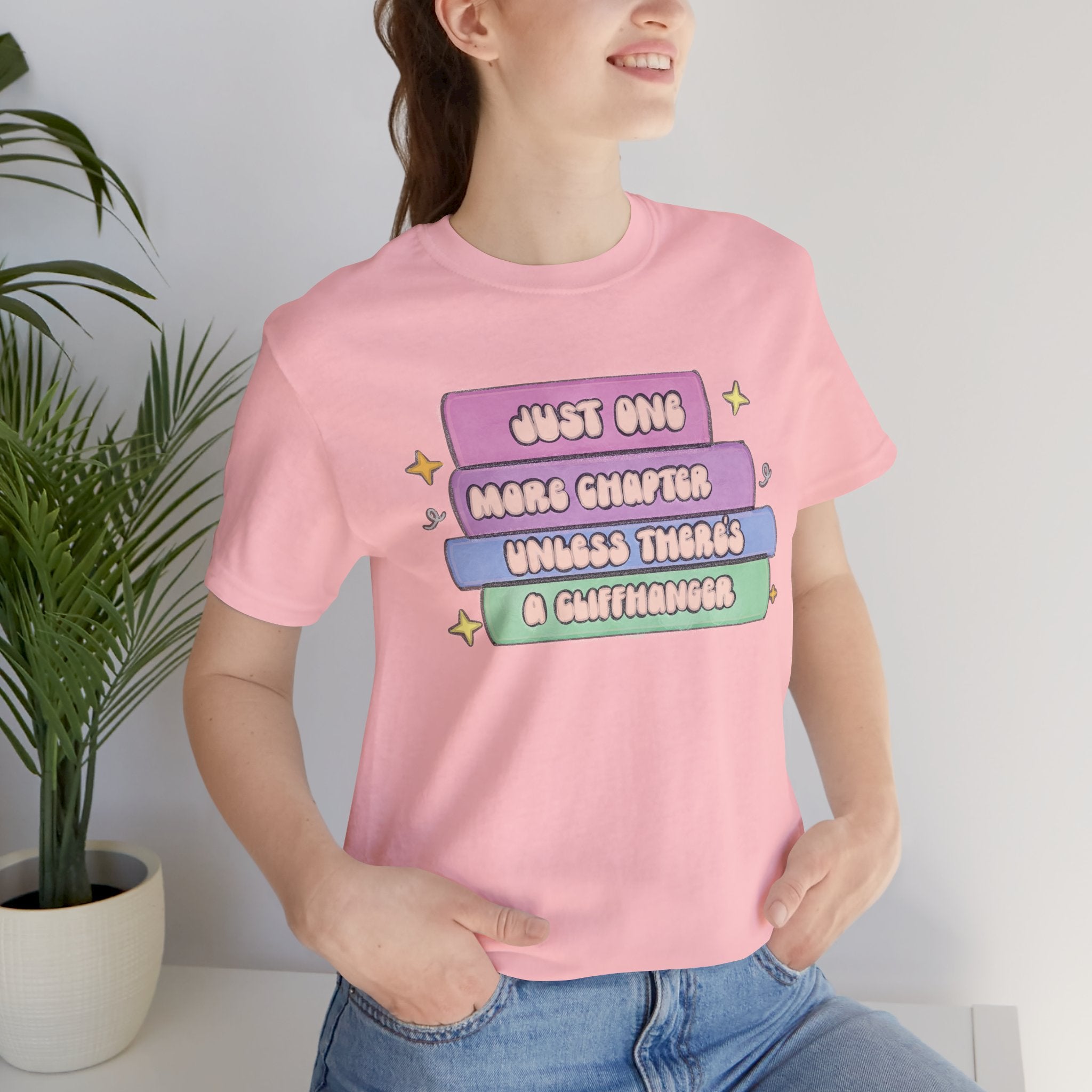 Book Lover Tee — "Just One More Chapter Unless There’s A Cliffhanger" Pastel Graphic
