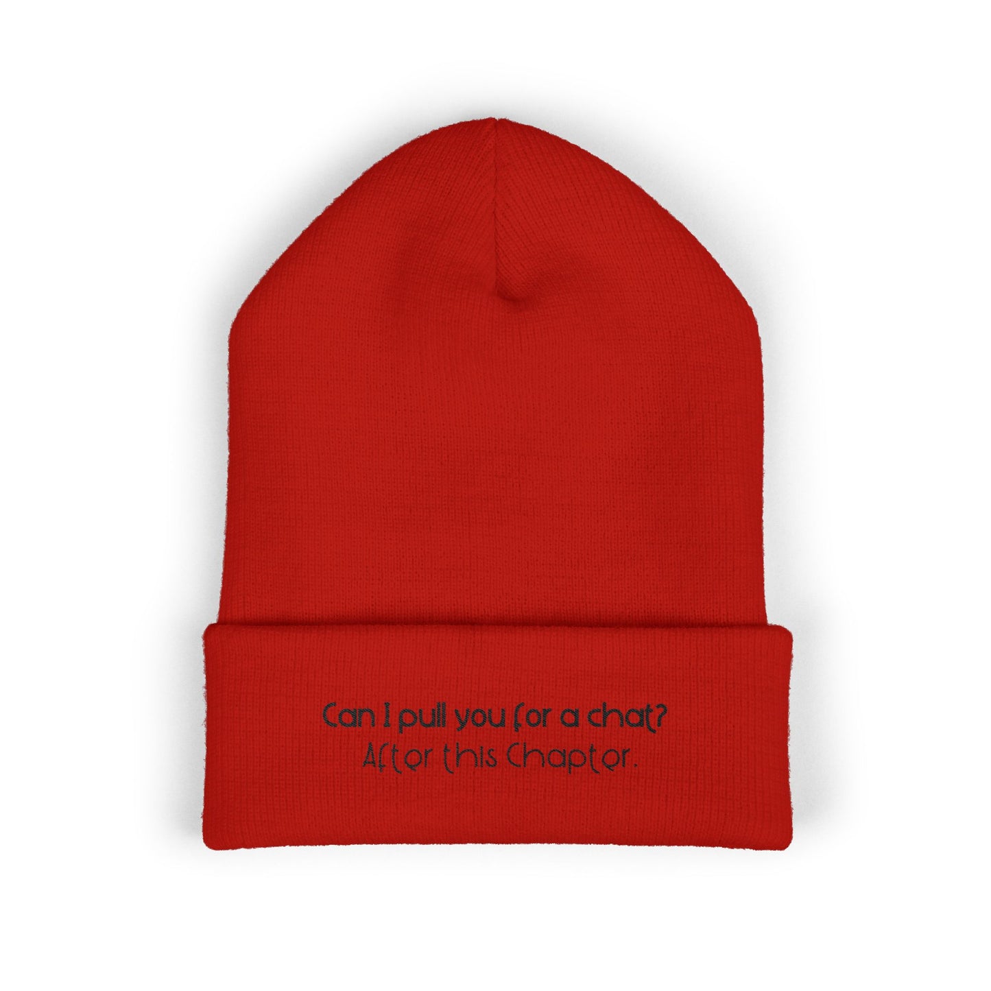 Can I Pull You For a Chat? - Bookish Villa Inspired Embroidered Cuffed Beanie (Black Text)