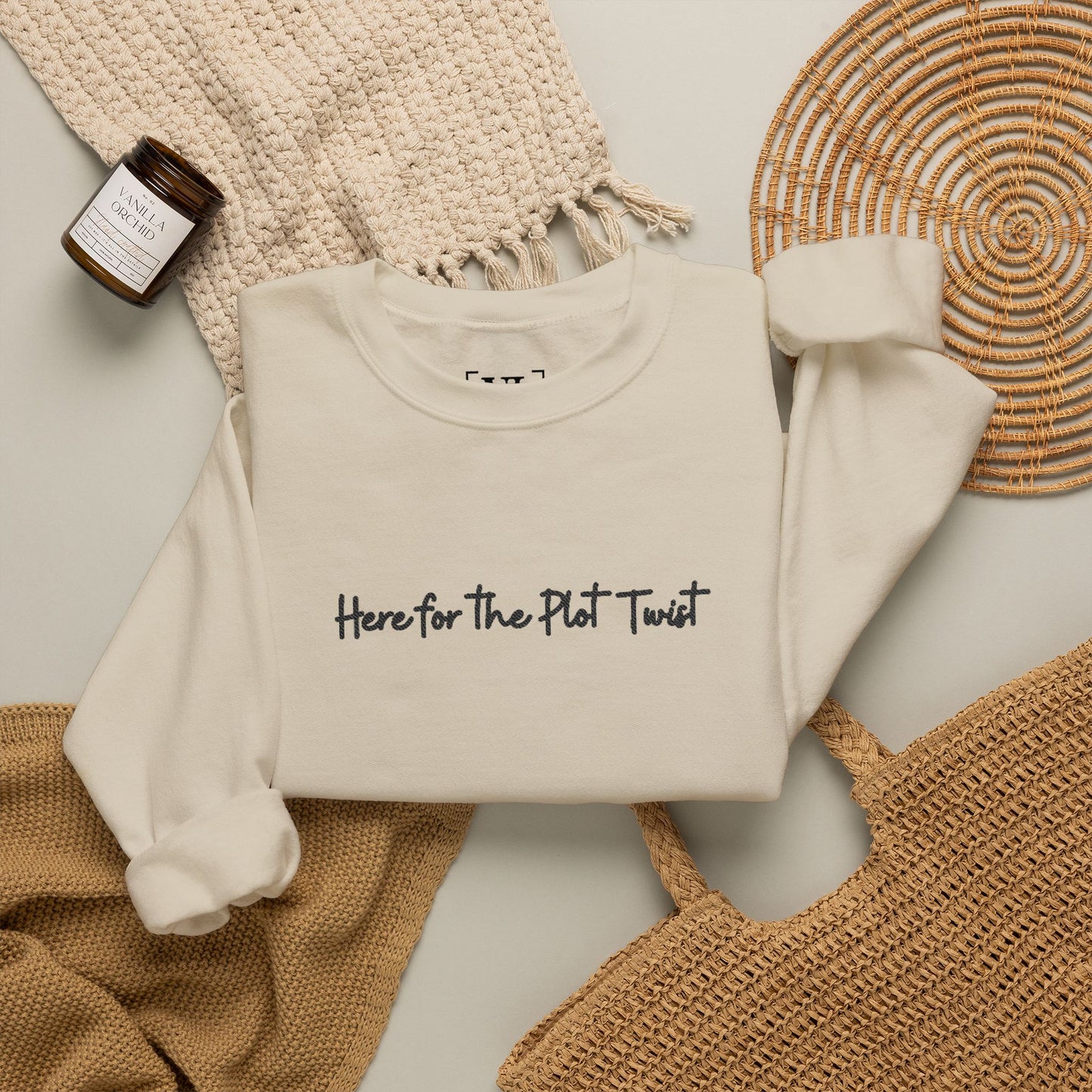 Here for the Plot Twist - Bookish Villa Inspired Embroidered Sweatshirt