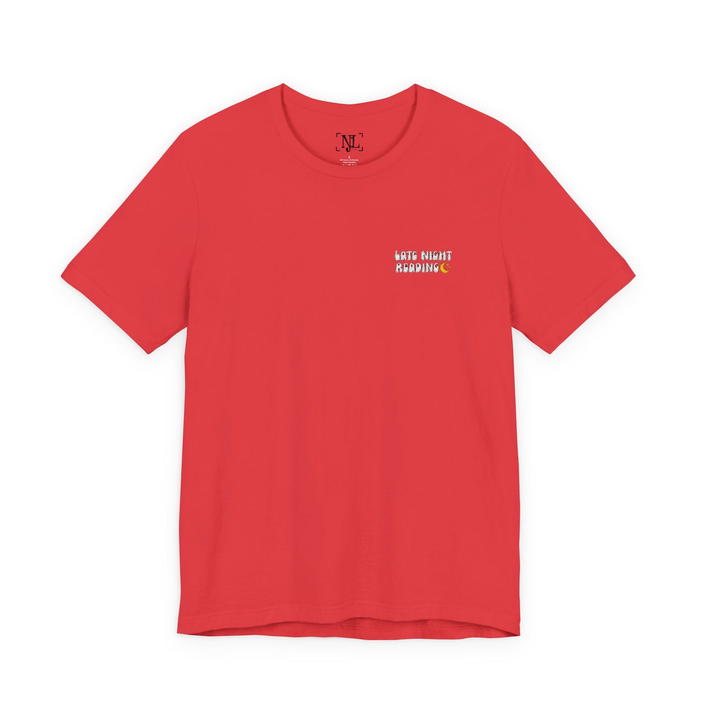 Late Night Reading - Embroidered Literary Tee (White Text)