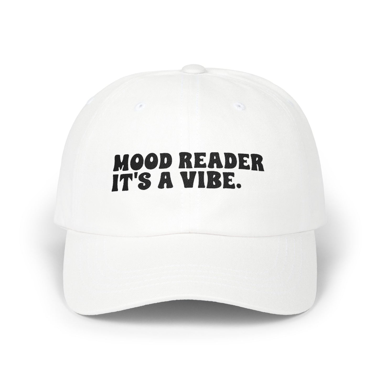 "Mood Reader It's a Vibe"- Embroidered Literary Dad Cap (Black Text)