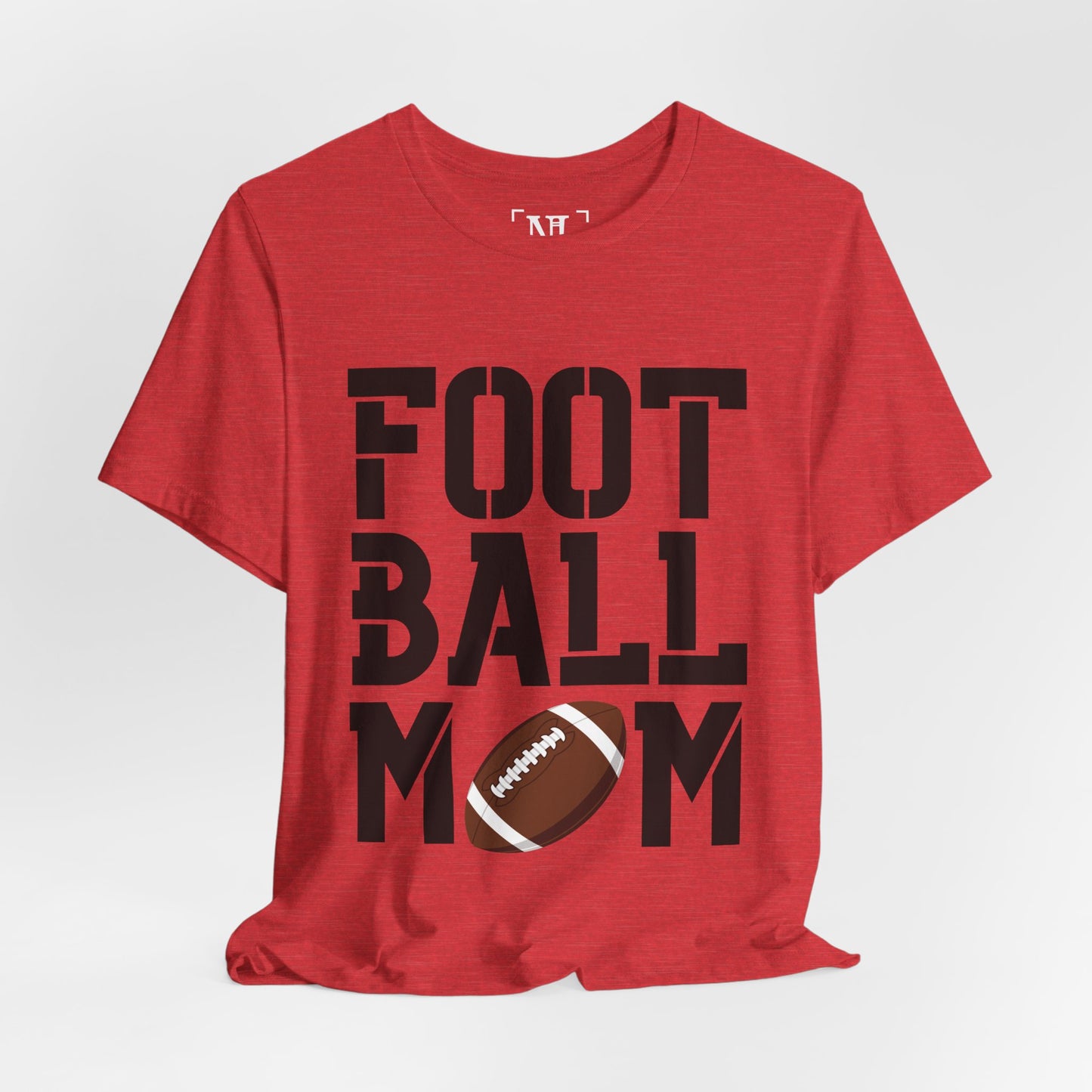 Football Mom T-Shirt – Bold Stacked Text with Football Graphic