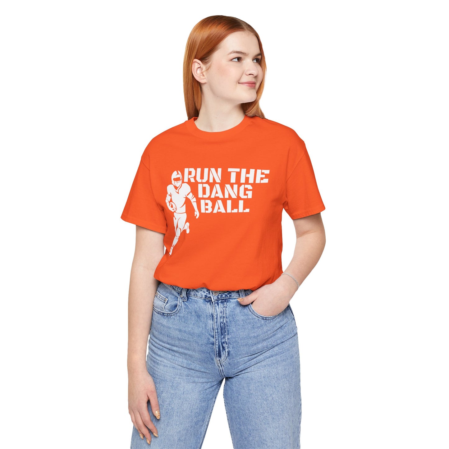 Run the Dang Ball T-Shirt — Football Player Graphic Tee (White Text)