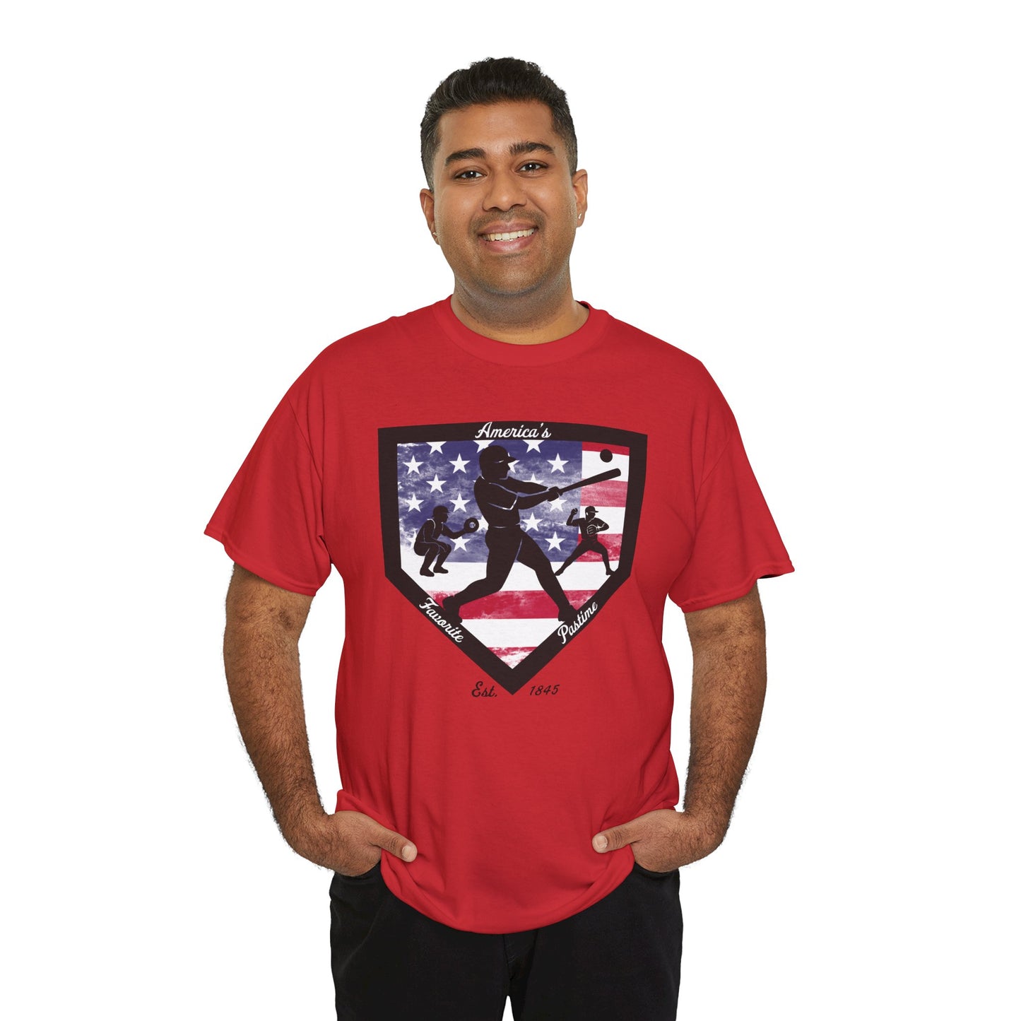 Baseball Home Plate American Flag T‑Shirt – America's Favorite Pastime Design