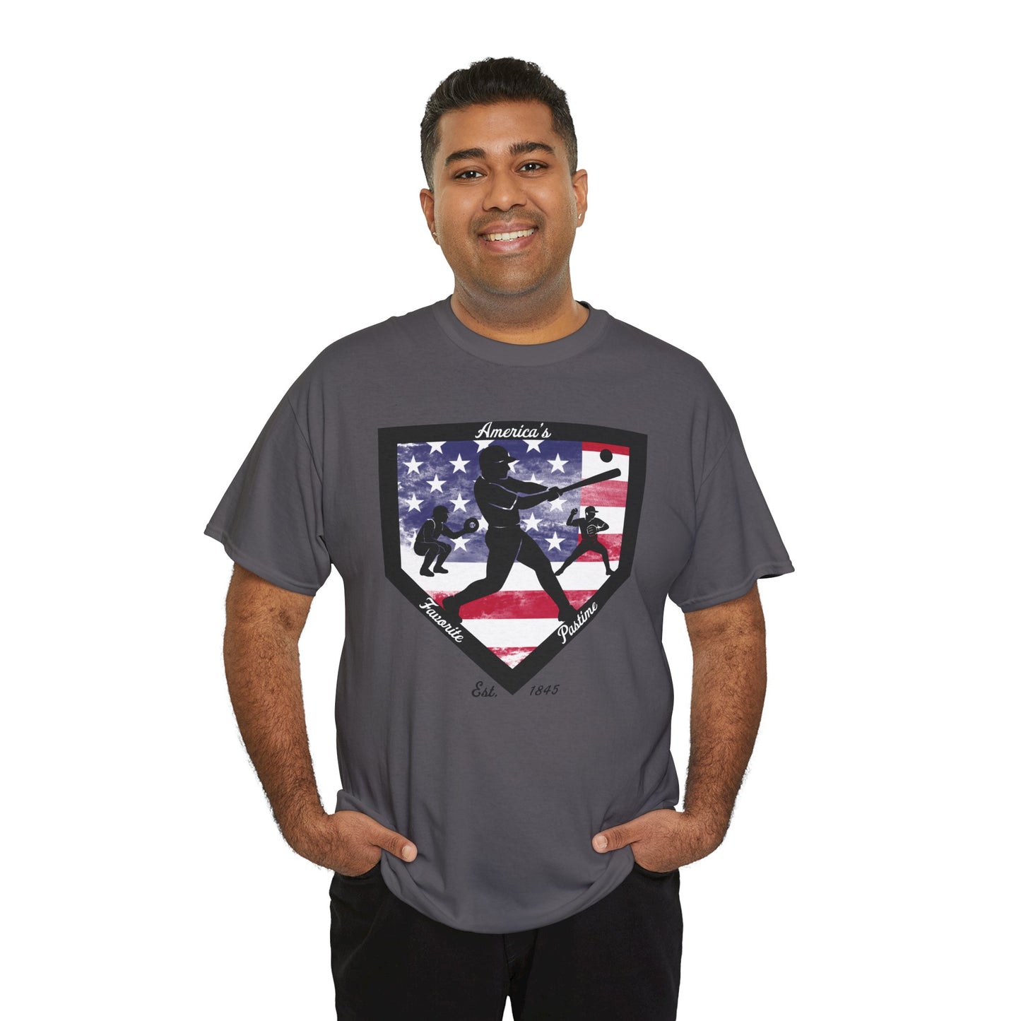 Baseball Home Plate American Flag T‑Shirt – America's Favorite Pastime Design