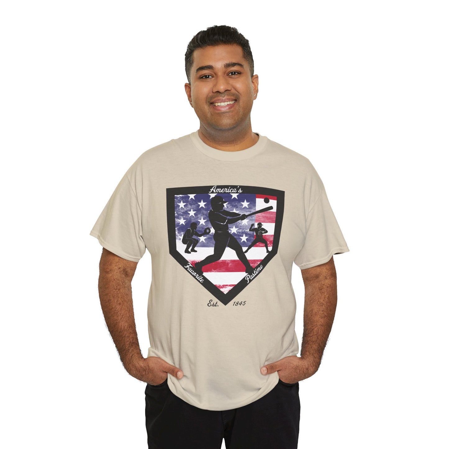 Baseball Home Plate American Flag T‑Shirt – America's Favorite Pastime Design