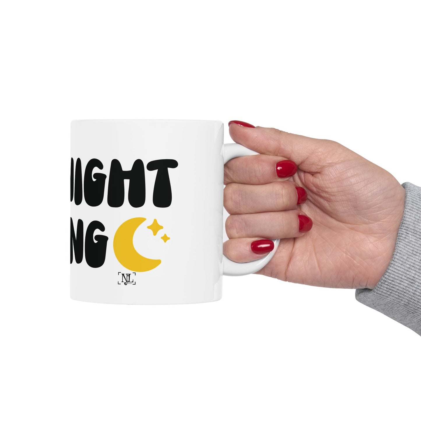 Late Night Reading Ceramic Mug — Cute Book Lover Coffee Cup (11oz & 15oz)