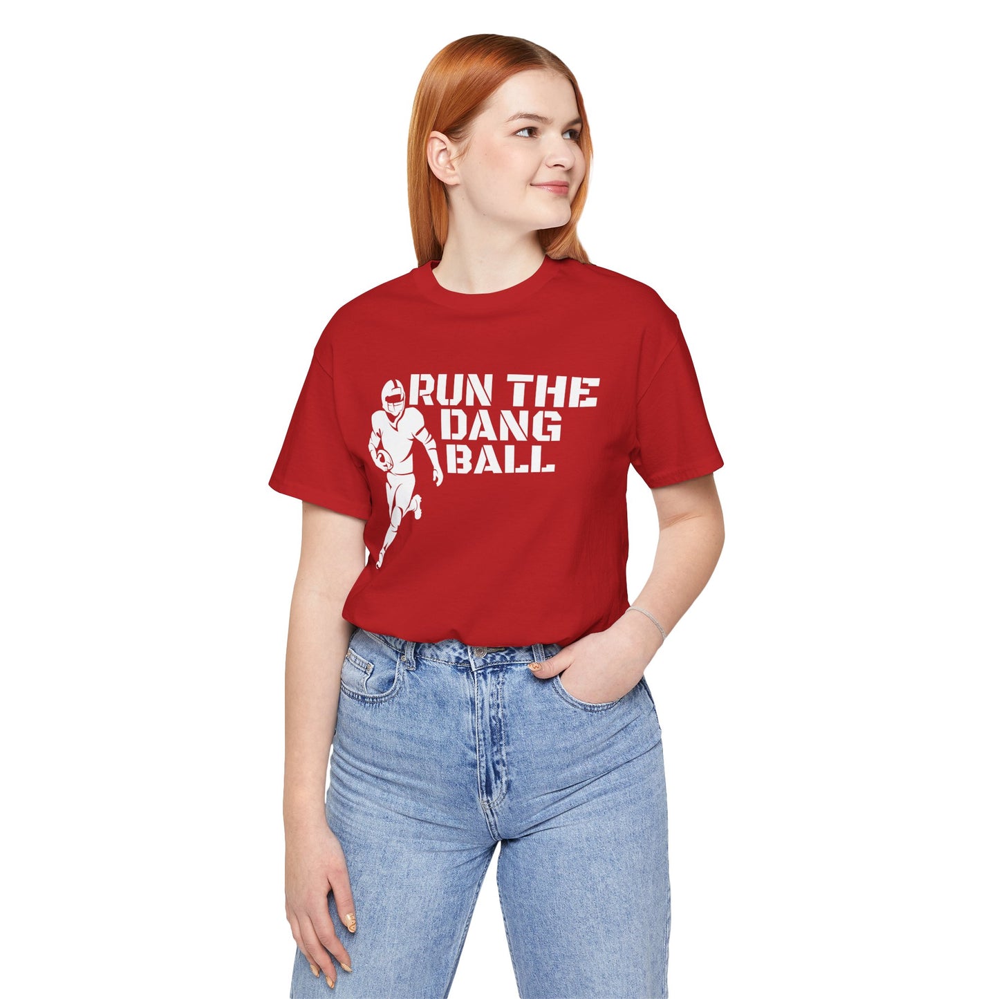 Run the Dang Ball T-Shirt — Football Player Graphic Tee (White Text)