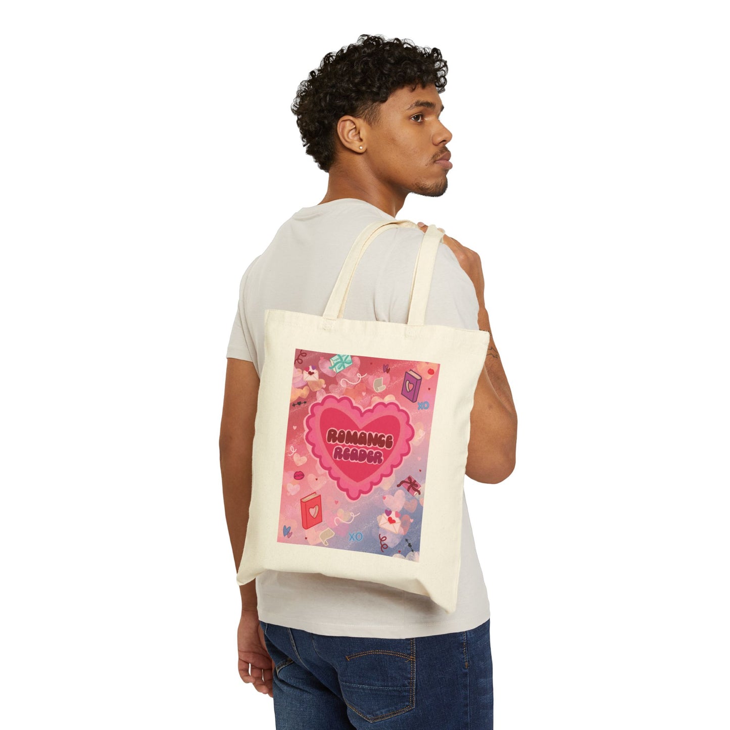 Romance Reader Tote Bag — Cute Heart Booklover Canvas Tote