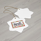 North Pole Library Ceramic Christmas Ornament