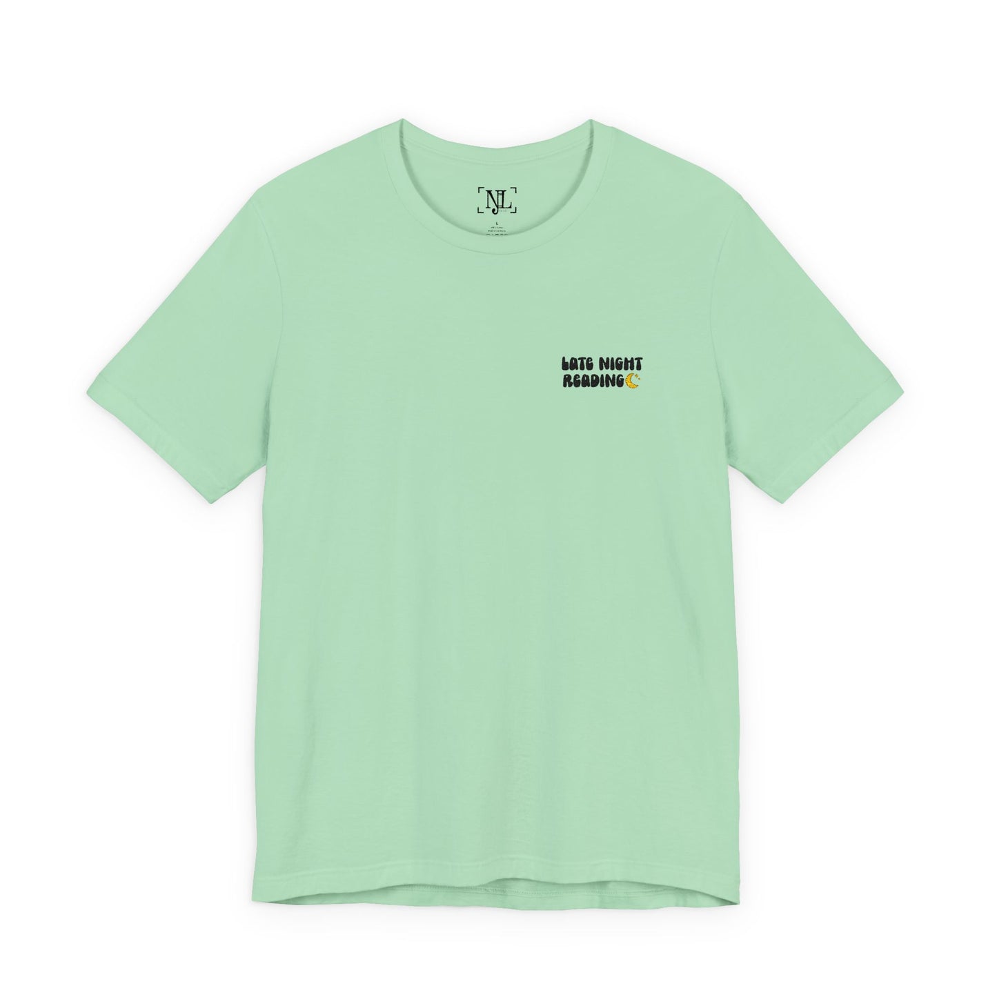Late Night Reading - Embroidered Literary Tee (Black Text)