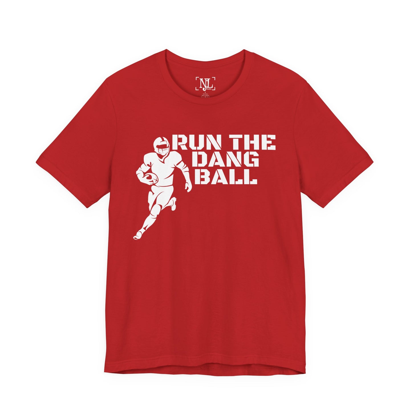 Run the Dang Ball T-Shirt — Football Player Graphic Tee (White Text)