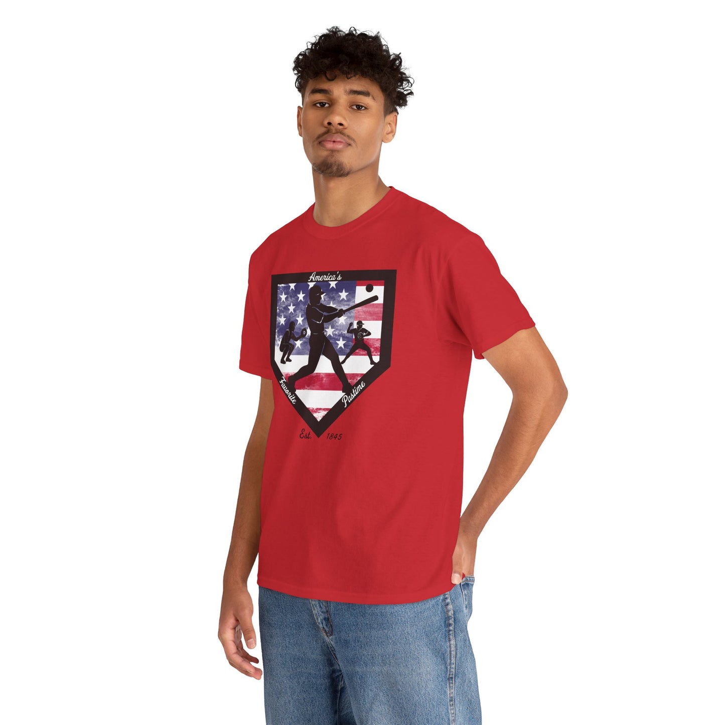 Baseball Home Plate American Flag T‑Shirt – America's Favorite Pastime Design