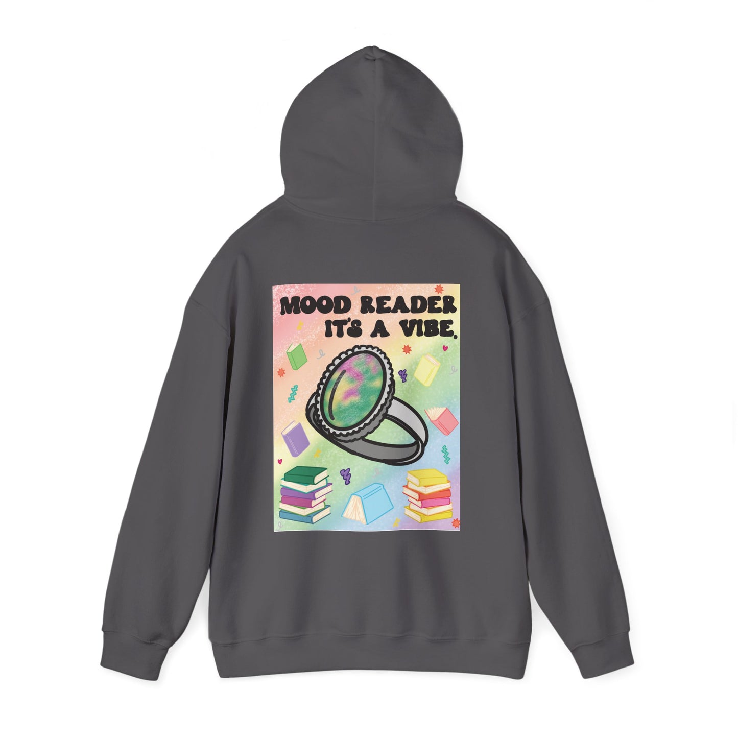Mood Reader It's a Vibe Book Lover Pullover Graphic Hoodie (White Text)