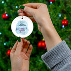 Reading in a Winter Wonderland Ceramic Ornament