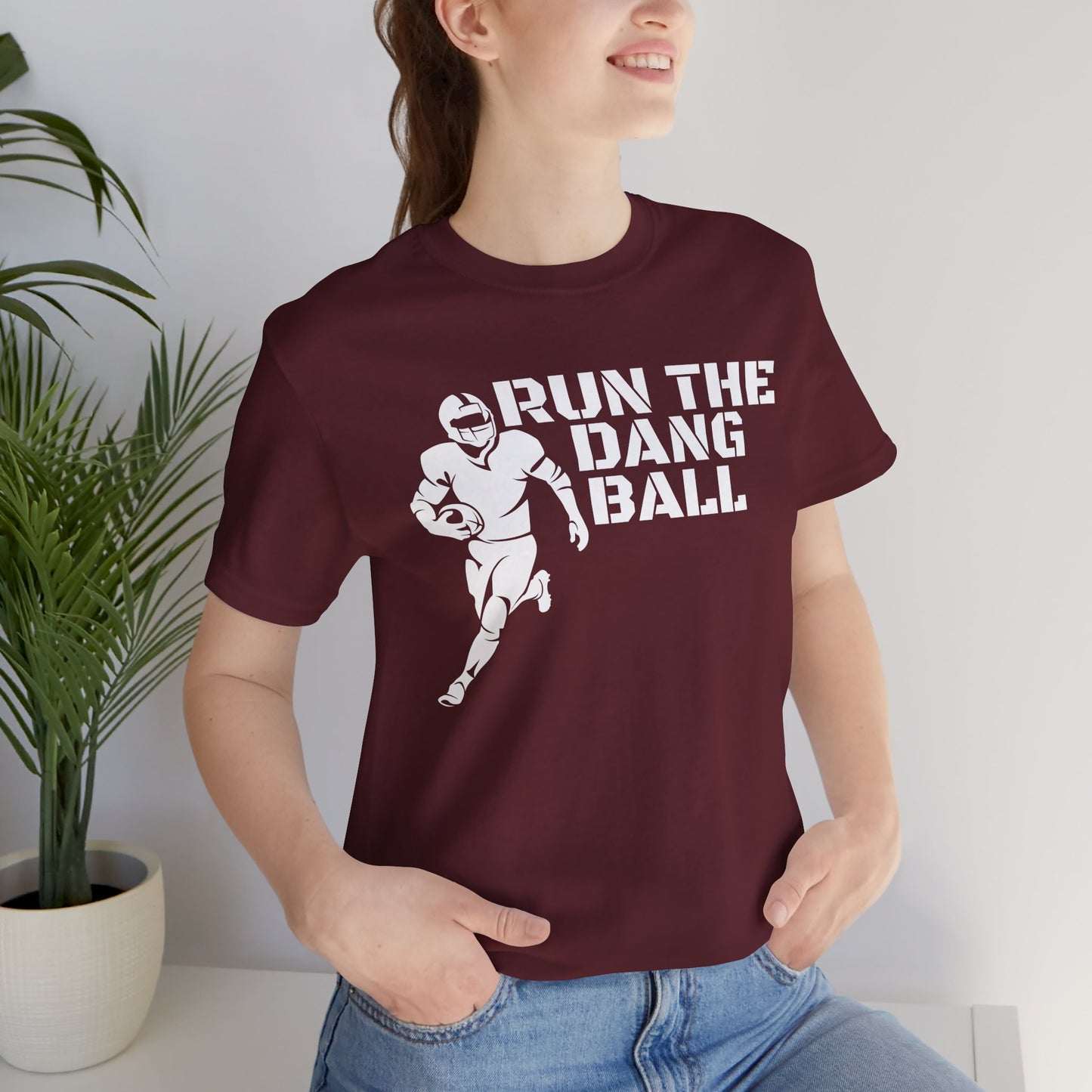 Run the Dang Ball T-Shirt — Football Player Graphic Tee (White Text)