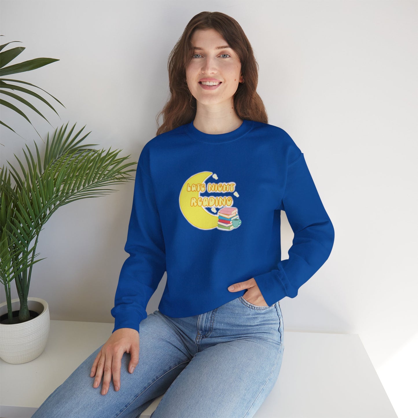 "Late Night Reading" - Cozy Crewneck Heavy Blend Sweatshirt