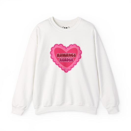 Romance Reader Heart Logo - Cozy Bookish Crewneck Sweatshirt