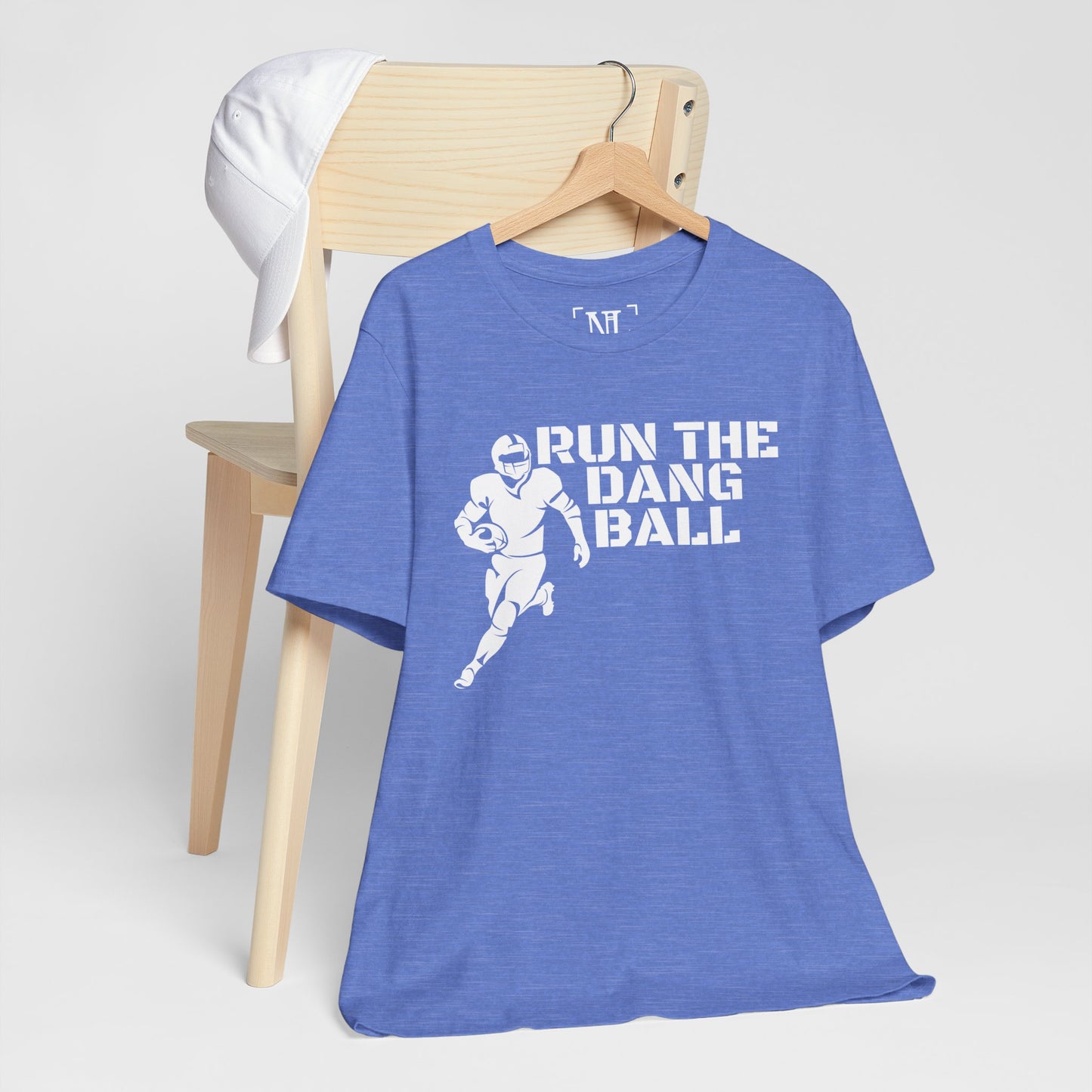 Run the Dang Ball T-Shirt — Football Player Graphic Tee (White Text)