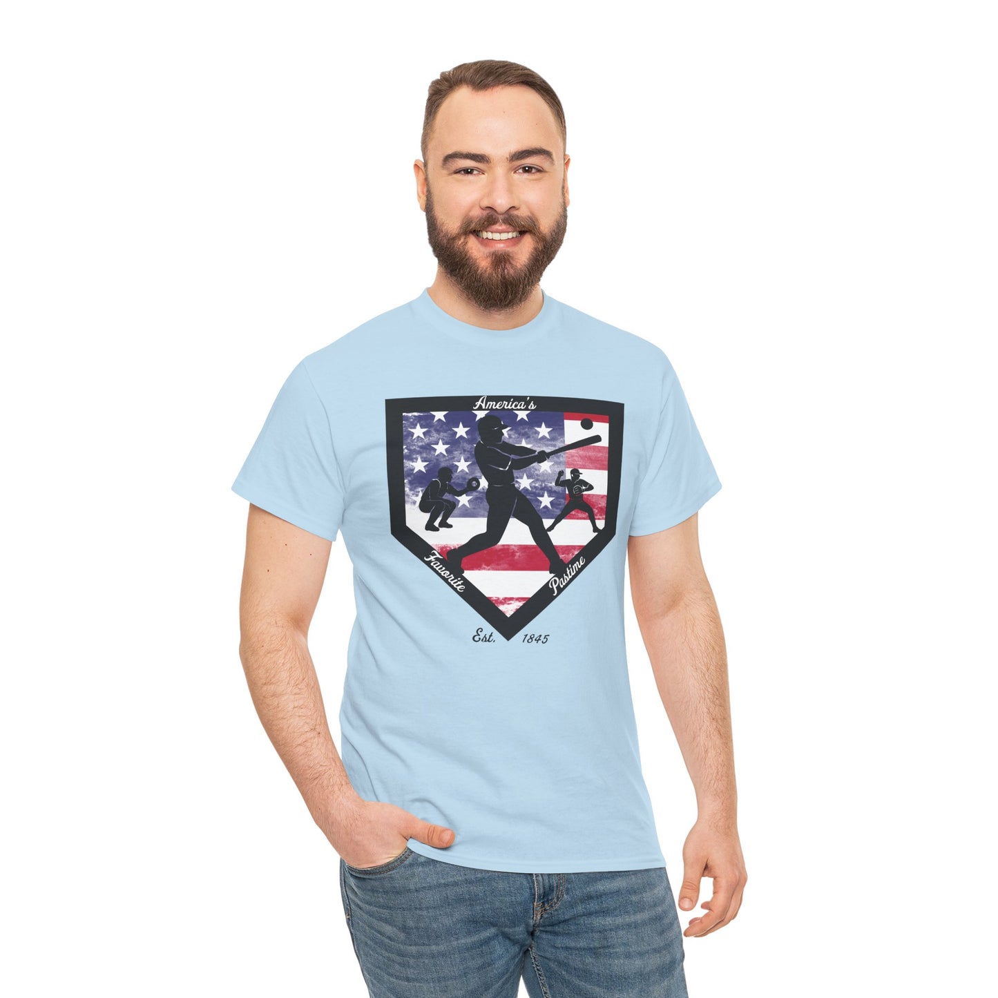Baseball Home Plate American Flag T‑Shirt – America's Favorite Pastime Design