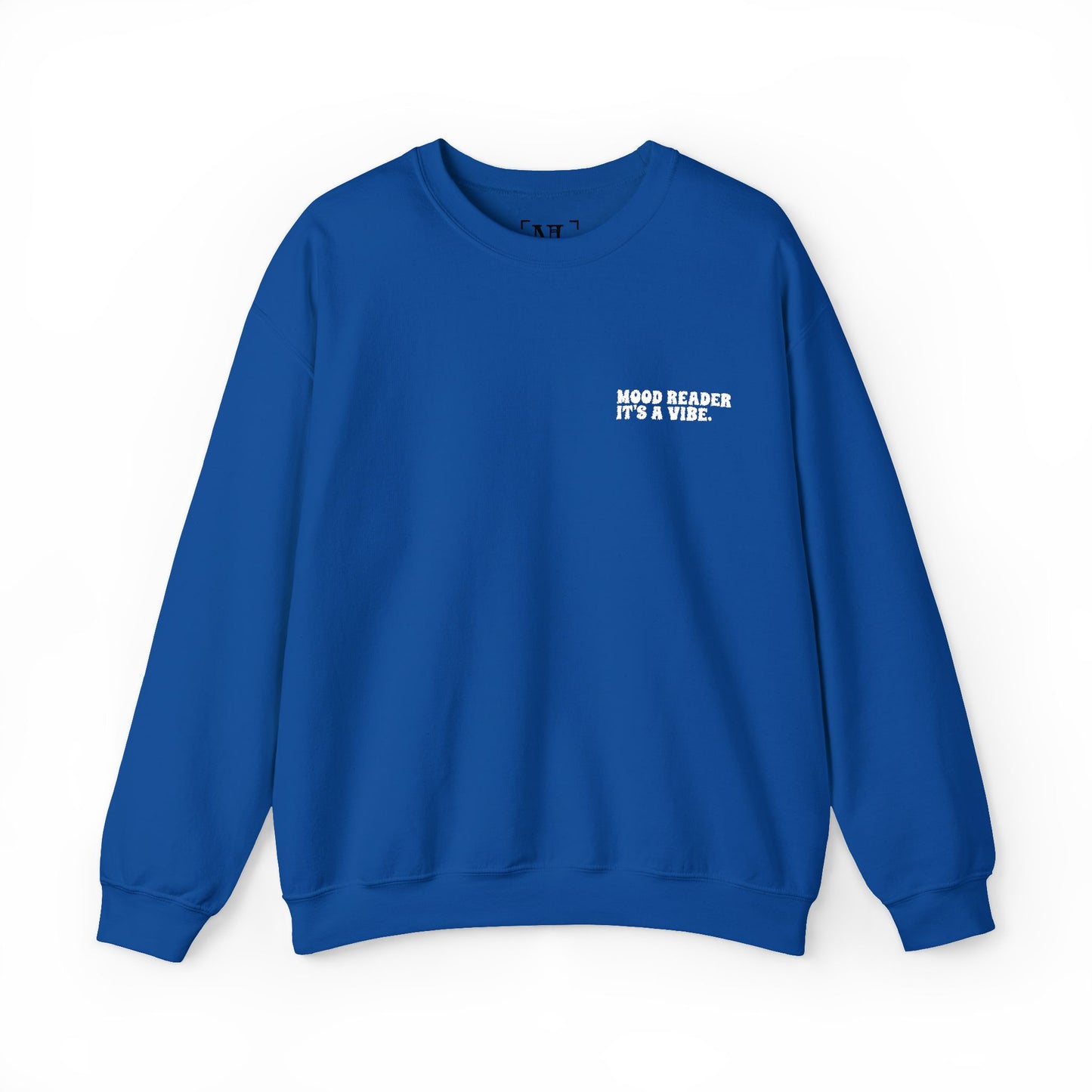 "Mood Reader. It's a Vibe - Embroidered Literary Crewneck Sweatshirt (White Text)