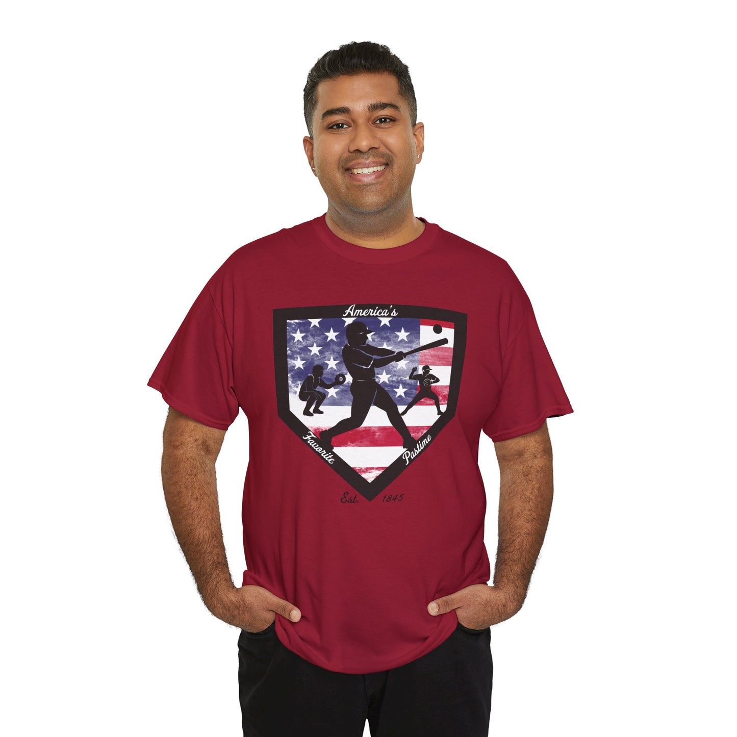 Baseball Home Plate American Flag T‑Shirt – America's Favorite Pastime Design