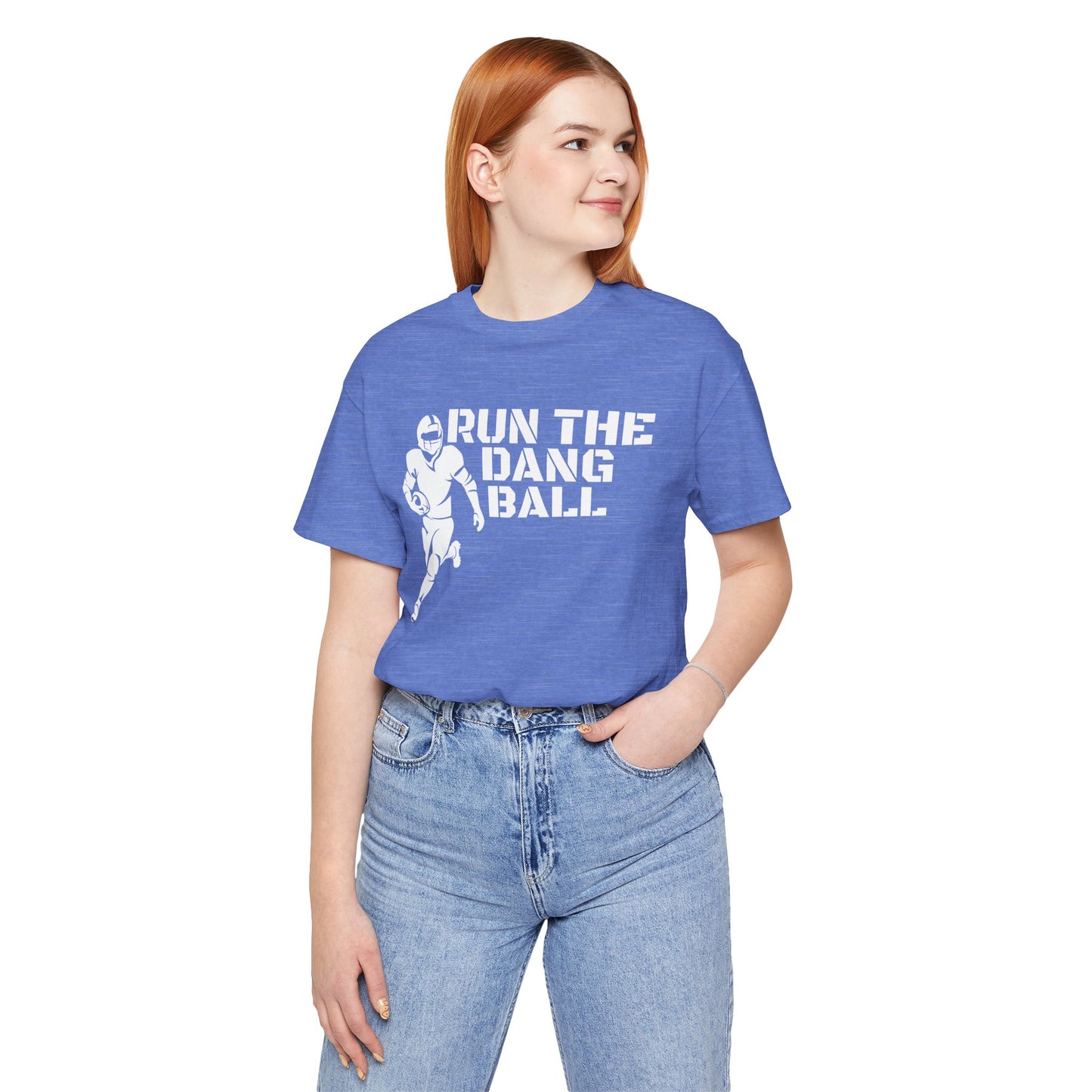 Run the Dang Ball T-Shirt — Football Player Graphic Tee (White Text)